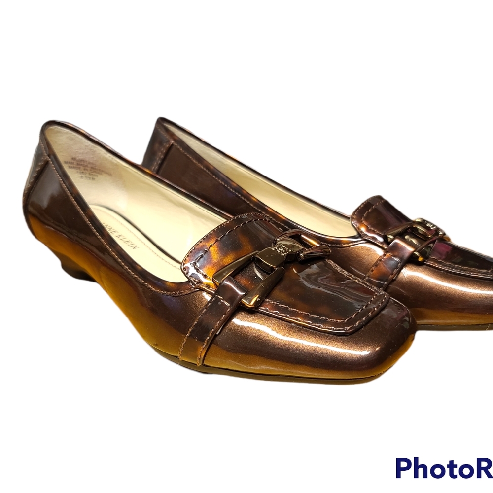 AK Anne Klein iflex Tortoiseshell Patent Leather Loafer Slip On Women 6.5 M